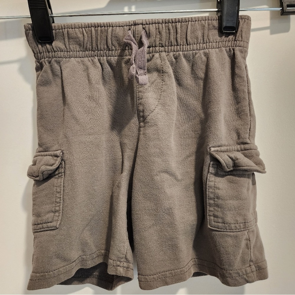 Kid's sz 4T Jumping Beans Kids Gray Cargo Sweat Shorts Elastic Waist Drawstring